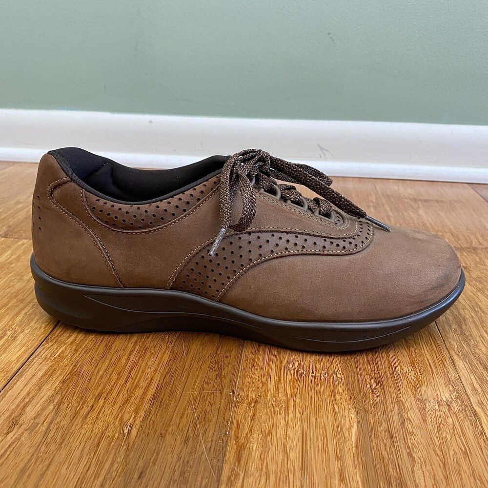 SAS Walk Easy Shoes Womens 10M Brown Leather Nubuck Tripad Comfort Lace Up USA